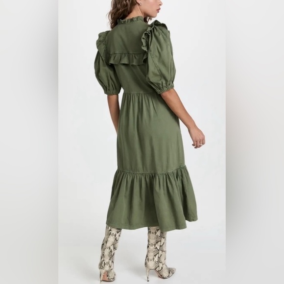 sea new york stan sandwashed zip front midi dress in cactus | size XS - Picture 6 of 8